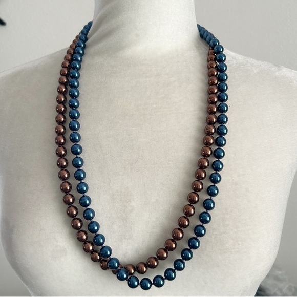 JOAN RIVERS Knotted 10mm Metallic  Simulated Czech Glass Pearl Necklaces - Picture 1 of 3
